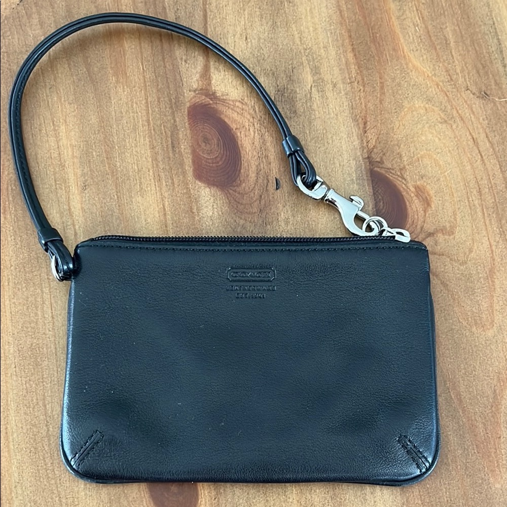 Coach Black Leather Wristlet